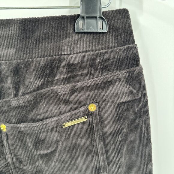 Michael Kors Premium Legging Pants Black Plush Ankle Corduroy Pockets Large - Picture 5 of 10